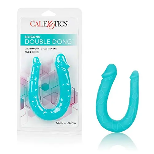 CalExotics Silicone Double Dong – AC DC Dong – Double Penetration Dildo for Women – Adult Probe Fetish Sex Toy for Couples - Teal
