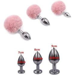 Stainless Steel Rabbit Tail Anal Plug Metal Bunny Tail Butt Plug Adult Toys for Women