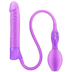 Inflatable Vibrating Dildo with 3 Speeds 4 Strong Vibration Modes Dual Motor for Intense Stimulation, PALOQUETH Waterproof Clitoris Vibrator with Bunny Ears Realistic Shaft Hand Bulb for Women