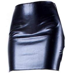 kanersty Womens Faux Leather Sexy Bondage Exposed Butt Mini Package Skirt Cosplay Sex Toy