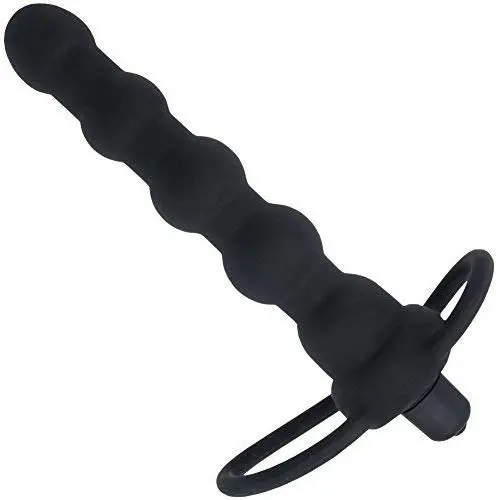 Beaded Vibrating Anal Probe Cock Ring - Dual Penetration Anal Sex Toy Beaded Vibrating Anal Probe Cock Ring - Dual Penetration Anal Sex Toy