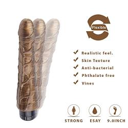 LQTY 9 Inch Electric Magic Soft Wand Realistic Soft-Ďîldɔ Women Waterproof Massage Tools