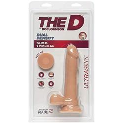 Doc Johnson The D - Slim D - 6.5" with Balls - Ultraskyn, Vanilla