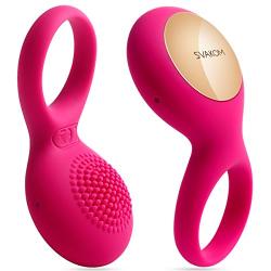 SVAKOM Tyler Penis Ring Vibrator Rechargeable Sex Toy Powerful Vibrating Cock Ring for Male or Couples (Plum Red)