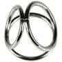 Men Metal Penis Delay Cock Ring Triple Stainless Steel Cock Ball Stretcher Delay Ring Rooster Three Penis Delay Ring (L)