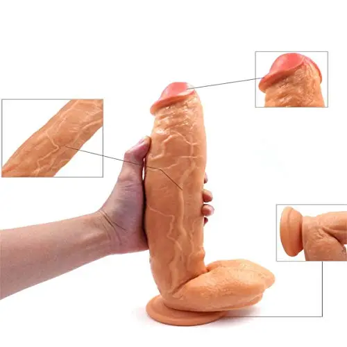 HAPPYWOTST 11.8 Inch Extra Long Women Personal Relax Massager PVC Toys with Handsfree Suction Cup Box Body Soft