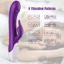 Rabbit Vibrator with Soft Tongue, AILEQI Heating Dildo Vibrator Clit Stimulator Waterproof with 8 Vibration Modes Quiet Dual Motor for Couples Femal Rechargeable (Purple)
