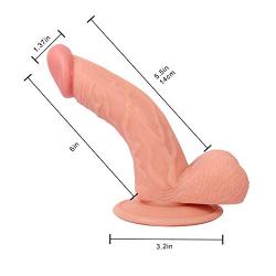 Realistic Didlos for Beginners with Flared Suction Cup Base for Hands-Free Play, Flexible Didlos with Curved Shaft and Balls for Vaginal G-spot and Anal Prostate Play,Didlos-9249,Flesh 6.3 Inch