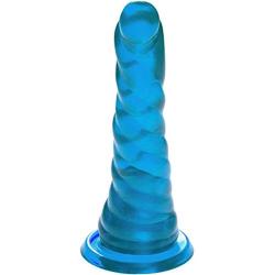 Jelly Corkscrew Dong with Suction Cup, 6 Inch, Cool Blue