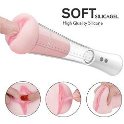 Soft Silicagel Piston Cup Automatic Sucking Electronic Massage Cup with 9 Vibration Pocket Puss-ey Stroker, USB Charging Pussy Male Strong Sucking Vibrating Toys for Men Sexy Underwear for Men