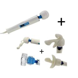 Original Hitachi Magic Wand Massager Vibrator + Four Magic Wand Attachments G-Spotter Tri-Gasm for Her Humming Bird Male Masturbator Wand Attachment & P-Spot Prostate Attachment for for Him - SensualHut His & Her Magic Wand Kit