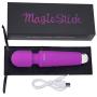 Personal Cordless Massager Wand by MagicStick Handheld Waterproof + Powerful Motor and High Quality Silicone Great for Therapeutic Massage and Relaxation 20 Vibration Patterns + 8 Speeds Mini (Purple)
