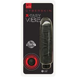 Topco Cyberskin X-Tasy Vibrator, Black, 1 Count