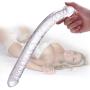 MATATA Dildo Adult Toy for Lesbian, 13.2 Inch Double Sided Dildo for Women Waterproof Flexible Double Dong with Curved Shaft for Vaginal G-spot and Anal Play(Clear)