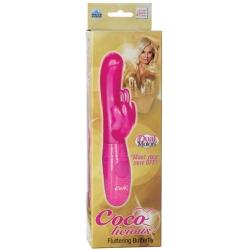 California Exotics Coco Licious Fluttering Butterfly 4 Inch Vibrator, Waterproof, Pink