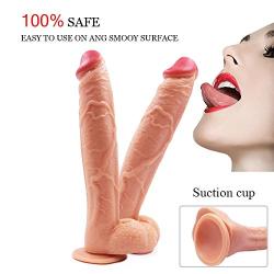 JSCRlove 100% Waterproof 12 Inch Soft Reǎlîstǐc Ðildǒ Flesh Realistic Dual Density Toy with Strong Suction Cup Comfortable Līfelikě Private Toy Women Underwear