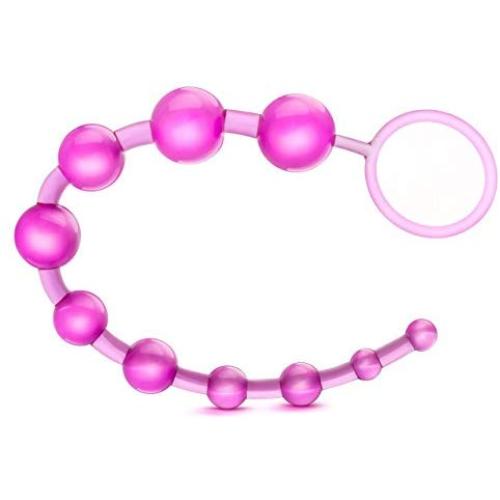 (J123) Beginner Anales Trainer Massage Be-ads Soft Silicone Starters Pug-Pink (Pink)