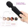 Cordless Wand, Padgene Multi-Speed Waterproof Therapeutic Wand Massager with Powerful USB Rechargeable Massager for Muscle Aches Pain Relief (Black)