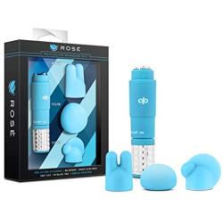 Discreet Pinpoint Massager - Multi Speed Pocket Vibrator - Waterproof - 3 Silicone Attachments - Massage Kit - Sex Toy for Women - Sex Toy for Couples (Blue)