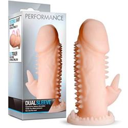 Soft Dual Pleasure Clitoral Stimulating Cock Sleeve - Delay Ejaculation Male Enhancement - Sex Toy for Men (Beige)