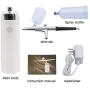 Pinkiou Rechargeable Portable Makeup Airbrush Kit with Mini Air Compressor Big Capacity Ink Cup Spray Pen for Tattoo Nail Art Face Paint Cake Deraction Coloring(Large Capacity, 18-0137)