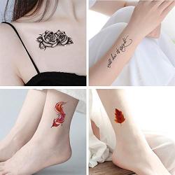 Temporary Tattoos for Women Men - Rose Feather Animals Written Words Flowers and Butterfly Body Art Tattoo Stickers for Girls or Kids Waterproofing 30 Sheets (style 1)