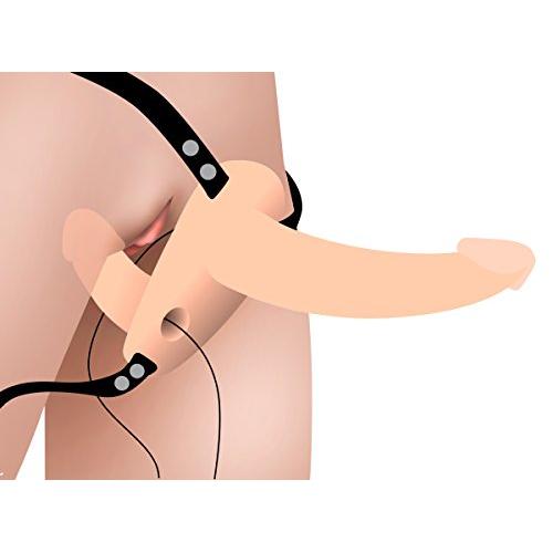 Strap U Power Pegger Silicone Vibrating Double Dildo with Harness