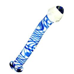 DJKFHIU 7.67inch Blue Crystal Glass Huge Head Glass Díldɔ Stick for Women Men DJKFHIU (Color : Blue)