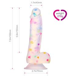 Louviva Confetti Clear Dildo, 7" Realistic Silicone Sex Toys with Suction Cup