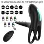Vibrating Penis Ring, Enlove, Silicone Dual Cock Ring with 10M Remote Control 10 Vibrations for Male Enhancing Erection and Female Clitoral Orgasm, Clitoral Rabbit Vibrator Adults Sex Toys for Couples