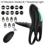 Vibrating Penis Ring, Enlove, Silicone Dual Cock Ring with 10M Remote Control 10 Vibrations for Male Enhancing Erection and Female Clitoral Orgasm, Clitoral Rabbit Vibrator Adults Sex Toys for Couples