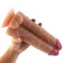Massive Double Dildo with Suction Base Dual Dicks Big Cock Adult Sex Toy (Flesh)