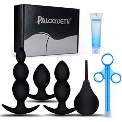 Butt Plug Anal Plug Set for Anal Sex, PALOQUETH Silicone Anal Plug Toy Kit Anal Beads for Comfortable Long-Term Wear 3 Small Butt Plugs