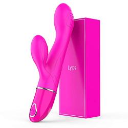 G-Spot Rabbit Vibrator with Lifelike Texture for Women Clitoris Stimulation | Lyps Holly - Waterproof Silicone Dildo Clit Dual Action Stimulator with 10 Powerful and Silent Vibration Patterns