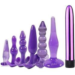 JunRP 7 Pcs/Set Soft Medical Silicone Trainer Kit Anale Pugs Beginner Set for Women and Men - Purple