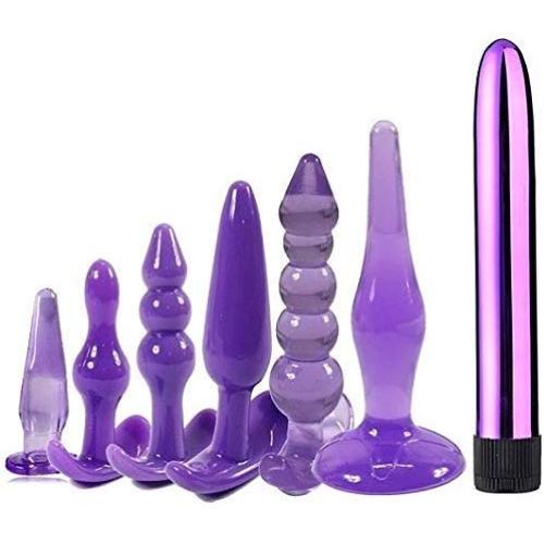 JunRP 7 Pcs/Set Soft Medical Silicone Trainer Kit Anale Pugs Beginner Set for Women and Men - Purple