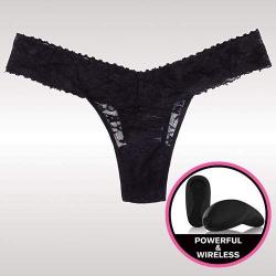 Secrets Remote Control Lace Thong Vibrator, Black