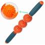 2019 Muscle Roller Stick 3 Ball, Restore Pressure Point Muscle Roller Massage Stick with Soft Spikes for Reducing Body Muscle Soreness (Orange)