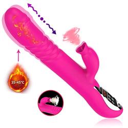 Silent Dual Motor Sucking USB Cable Rechargeable Pleasure 12 Speeds Mode Long Waterproof Wireless Telescopic Cordless Rábbít Vǐbrǎtǒr for Neck Shoulder Back Suction Vibrating Rose