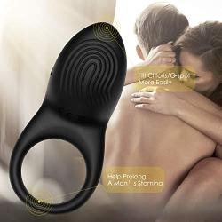 EROCOME Full Silicone Vibrating Sagitta Cock Ring - Waterproof Rechargeable Penis Ring Vibrator with 8 Modes - Sex Toy for Male or Couples (Black)