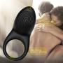 EROCOME Full Silicone Vibrating Sagitta Cock Ring - Waterproof Rechargeable Penis Ring Vibrator with 8 Modes - Sex Toy for Male or Couples (Black)
