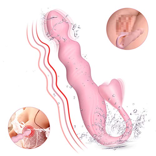 Beads Vibrator for Female, Fovel 3 in 1 Vibrating Sex Toy for Anal & G-spot & Clitoris with 10 Vibration Modes, Butt Plug for Beginners & Advanced Flexible Silicone Rechargeable Waterproof