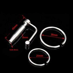 Raycity Stainless Steel Male Urethral Sound Catheter Penis Plug Stretching Dilator w/Ring Through-Hole for Beginner