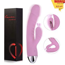 Rabbit Vibrator,Louviva 10 Modes G-Spot Vibrator Waterproof Dual Stimulation Rechargeable Adult Sex Toys for Women,Pink ?-