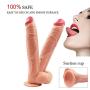 XL-Massagers Simulation 12 inch Simulation Dìcks Silicone Massage with Strong Suction Cup - 100% Waterproof (Color : Beige)