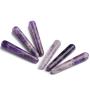 AMOYSTONE Natural Amethyst Crystal Massage Treatment Sticks Points Worry Stone Set 6pcs 4"