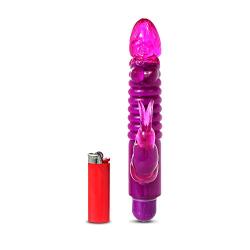 Wireless 8 Inch Ribbed Rabbit Vibrator with Anal Tickler - Violet - Waterproof Multispeed Vibrating Dildo - Rated #1 Vibrator Guaranteed - Provides Endless Hours of Pleasure - Stimulates G-spot, Anus, and Clitoris At the Same Time - By Healthy Vibes