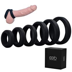 Cock Rings with 6 Different Size, Cob Soft Medical Silicone Penis Ring Cockring Set for Men or Couples