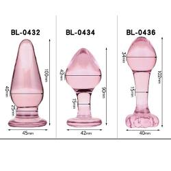 NewMaxer 6 Types Exquisite Pink Crystal Glass Anal Plug Set Glass G-spot Pleasure Anal Dilator Butt Plugs Stimulator