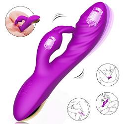 G Spot Rabbit Vibrator for Women Clitoral Vagina Anal Stimulation, YICO 12 Mode Dual Quiet Motor Clit Stimulator Waterproof Adult Sex Toys, Personal Massager Viberate Dildo Vibrators USB Rechargeable